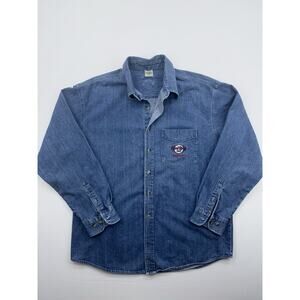 Vtg Hard Rock Cafe Shanghai Denim Button Down Long Sleeve Shirt Size XXL